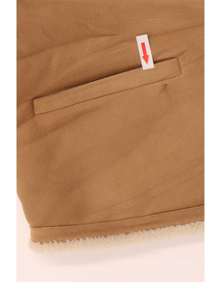 Zara Jaqueta Sherpa Feminina Oversized Reino Unido 6 XS Marrom Poliéster
