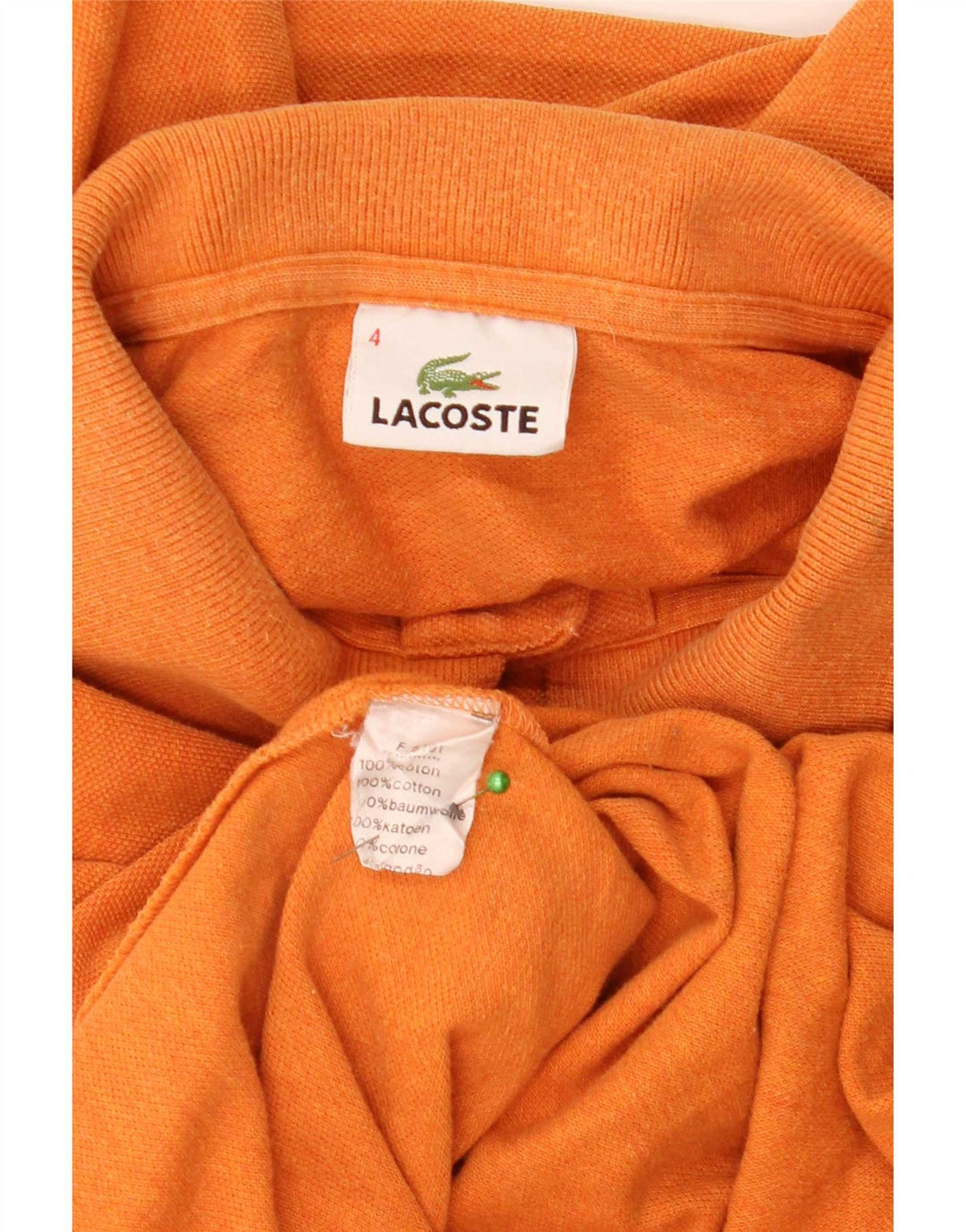 Lacoste camisa polo masculina de manga comprida tamanho 4 médio laranja algodão