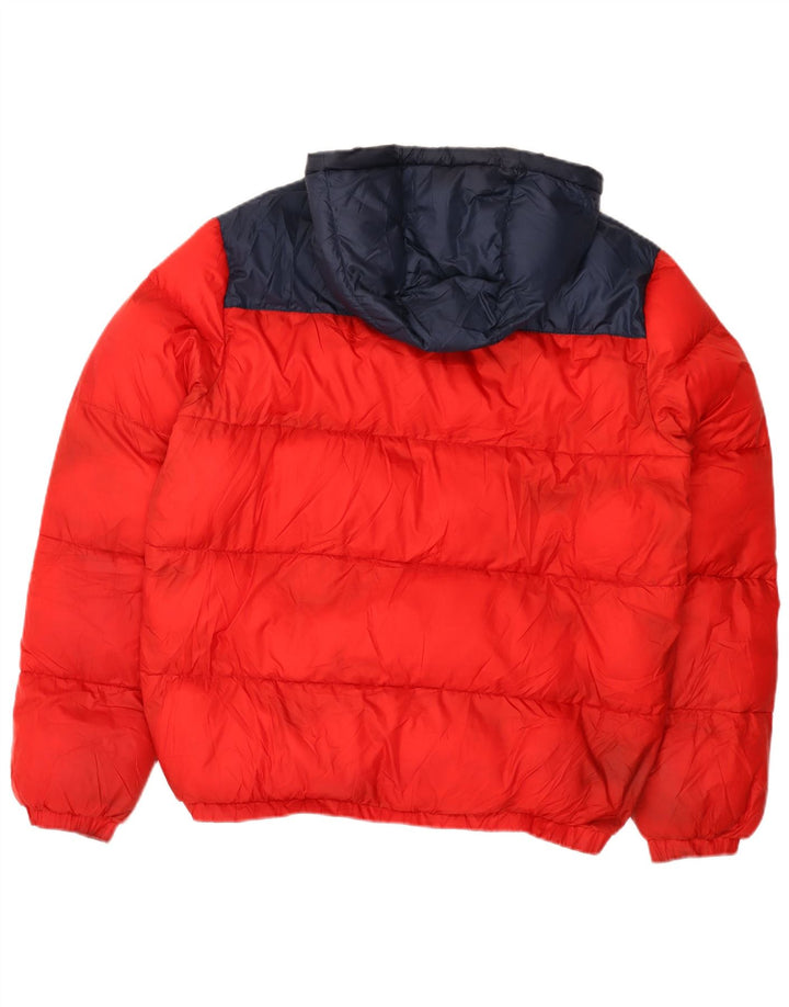 Jaqueta masculina acolchoada com capuz TOMMY HILFIGER Reino Unido 40 grande bloco colorido vermelho