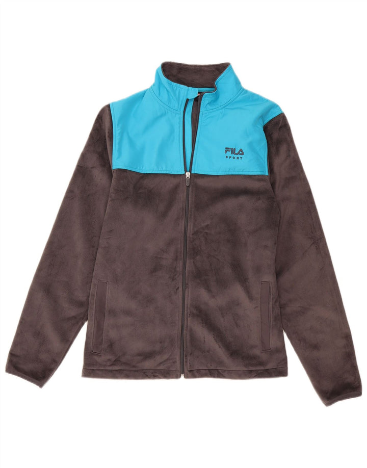 Jaqueta de lã feminina FILA UK 14 poliéster colorblock cinza médio