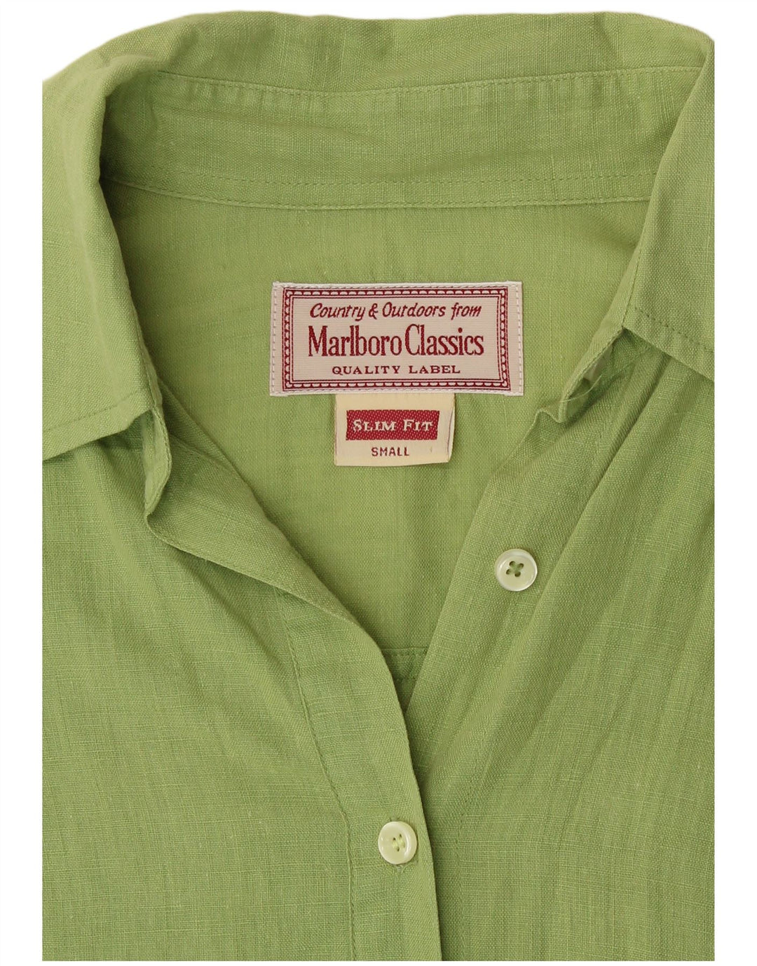 Camisa feminina Marlboro Classics Slim Fit UK 10 pequena linho verde