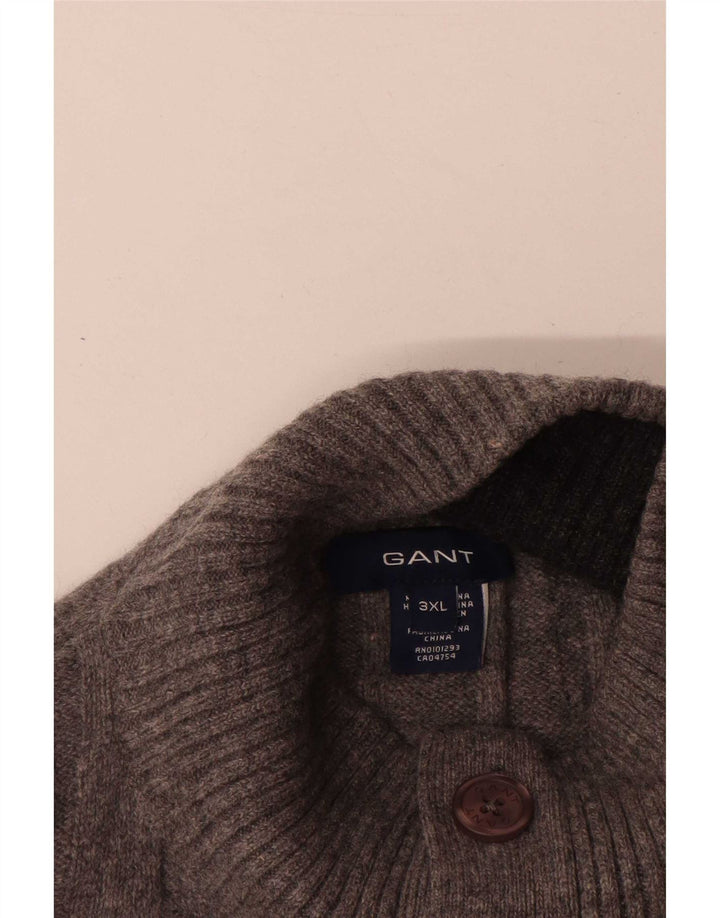 Suéter masculino Gant com gola e botão 3XL lã de cordeiro cinza