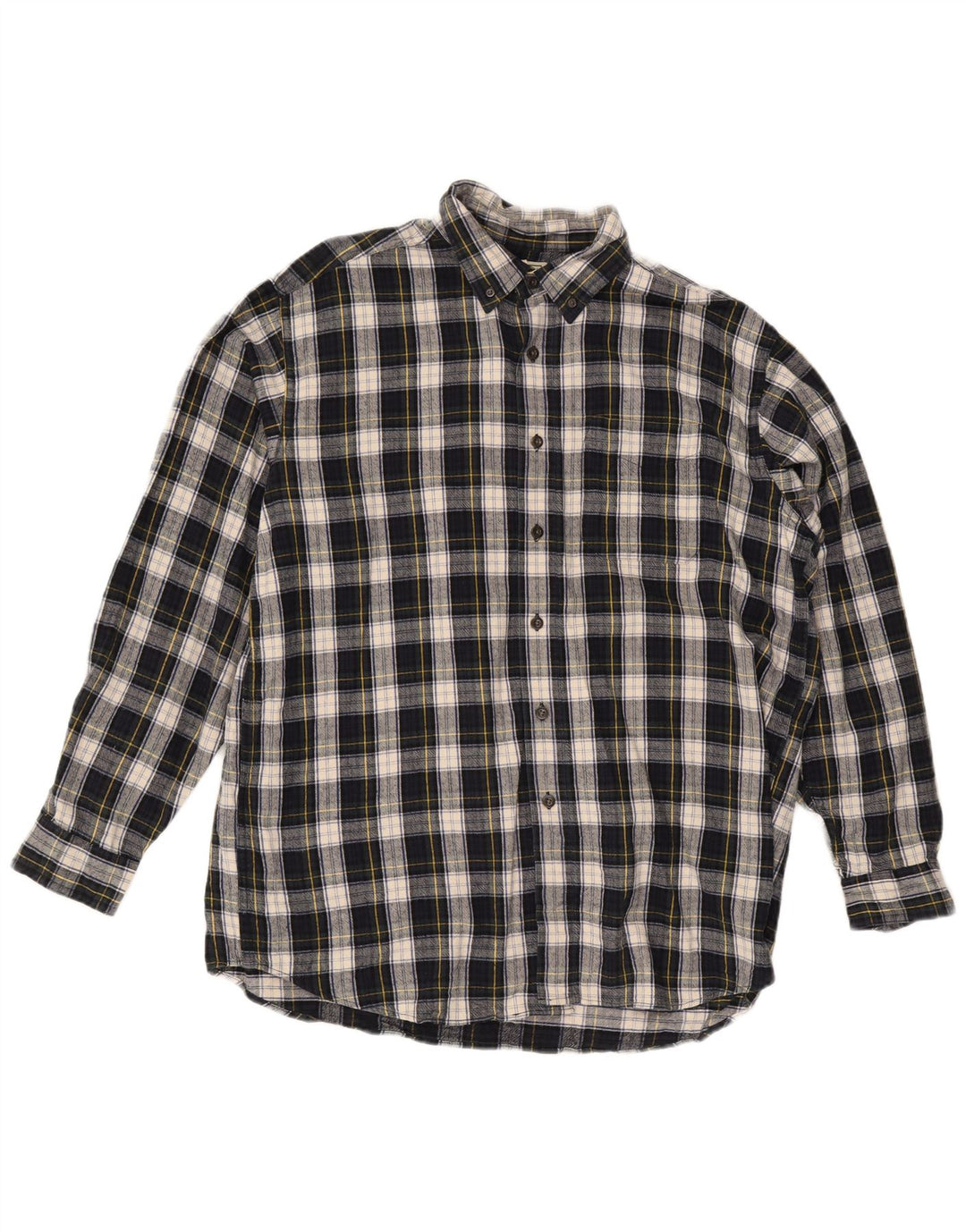 Camisa masculina de flanela L.L.BEAN grande algodão xadrez azul marinho
