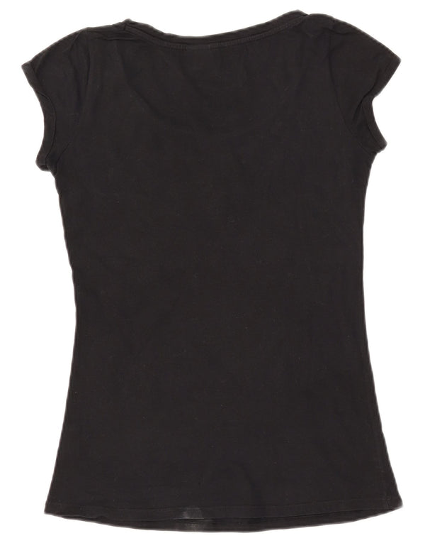 Camiseta feminina com estampa Peanuts da BENETTON UK 6 XS algodão preto