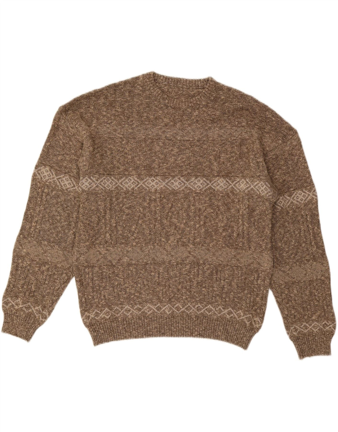 Suéter masculino VINTAGE com gola redonda IT 56 2XL listrado marrom