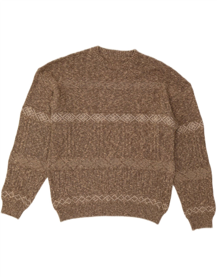 Suéter masculino VINTAGE com gola redonda IT 56 2XL listrado marrom