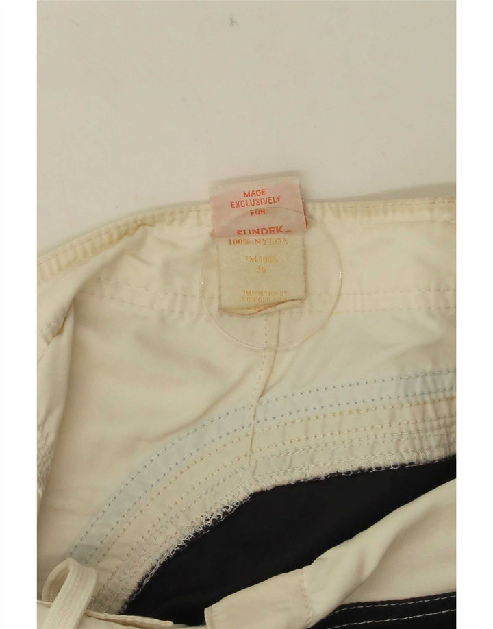 Sundek Mens Natação Shorts Grande Branco Colourblock Nylon