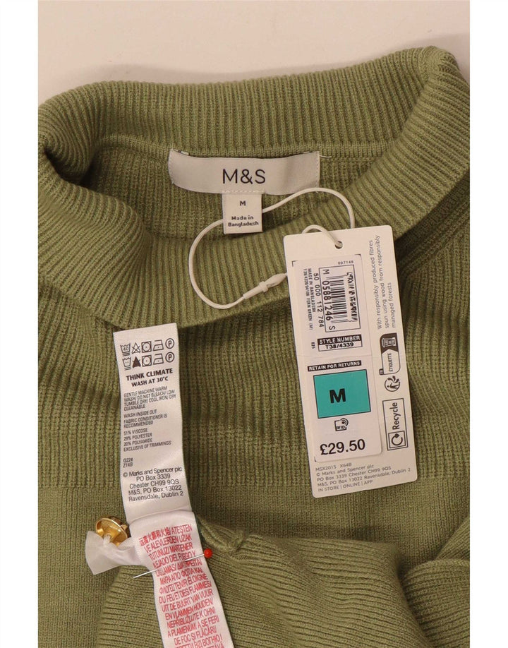 Suéter feminino Marks & Spencer com gola tartaruga Reino Unido 14 médio cáqui