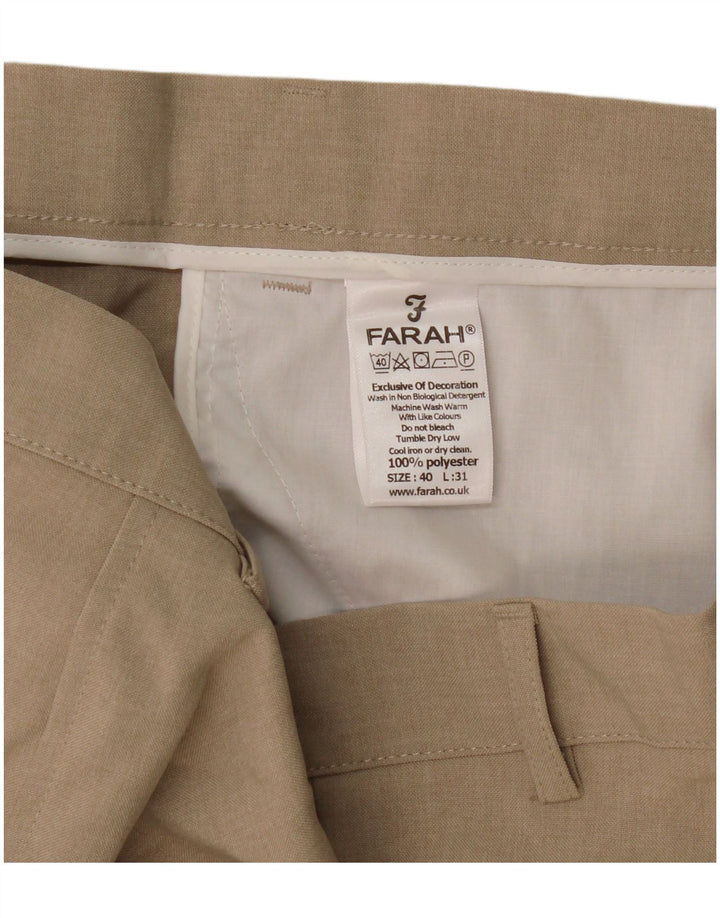 Calça masculina reta casual Farah W40 L31 poliéster bege