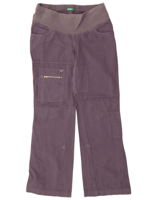 Calça cargo feminina Benetton com perna larga W32 L33 roxa