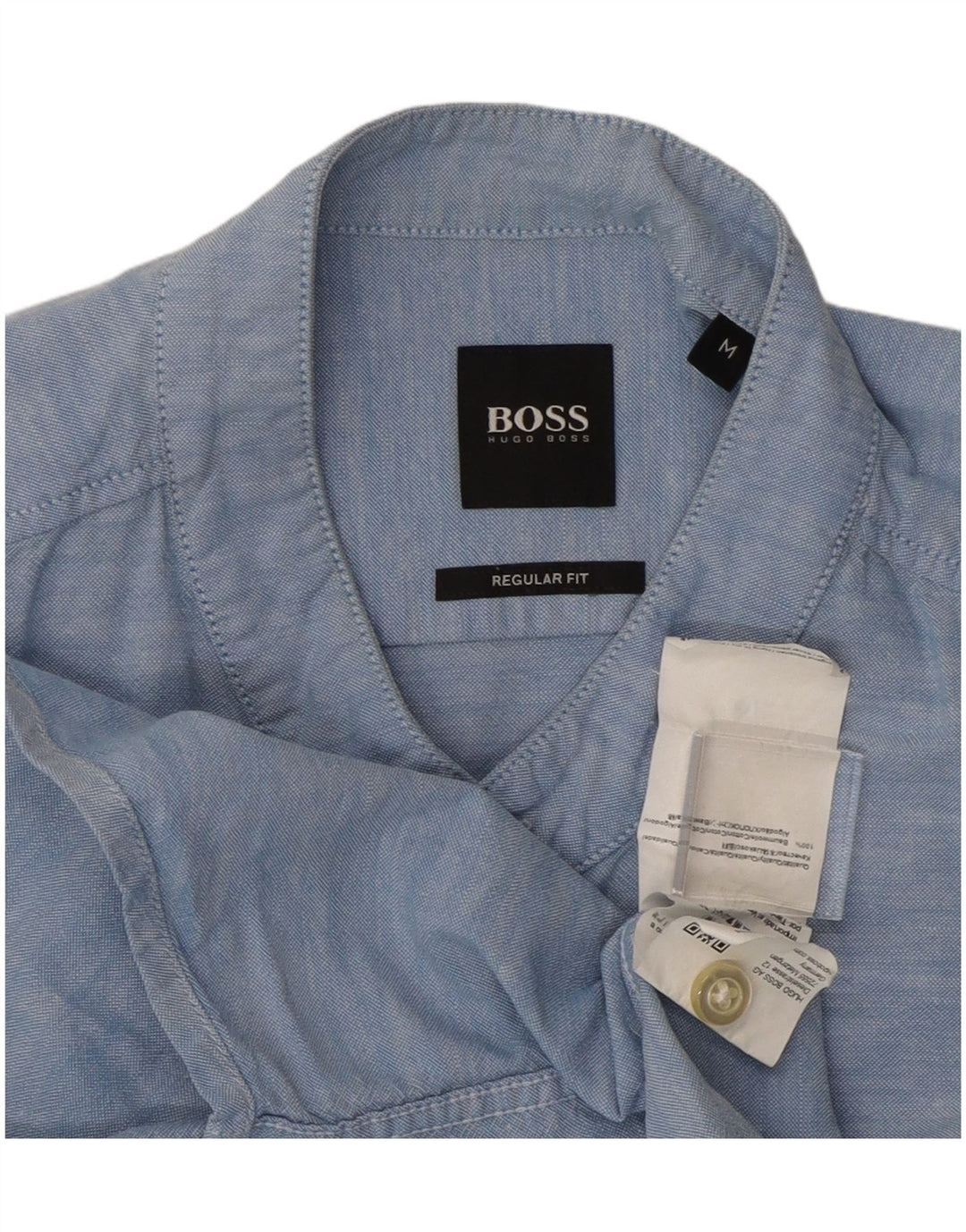 Camisa masculina de ajuste regular HUGO BOSS algodão azul médio