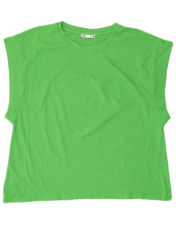 Camiseta feminina Zara UK 16 grande verde