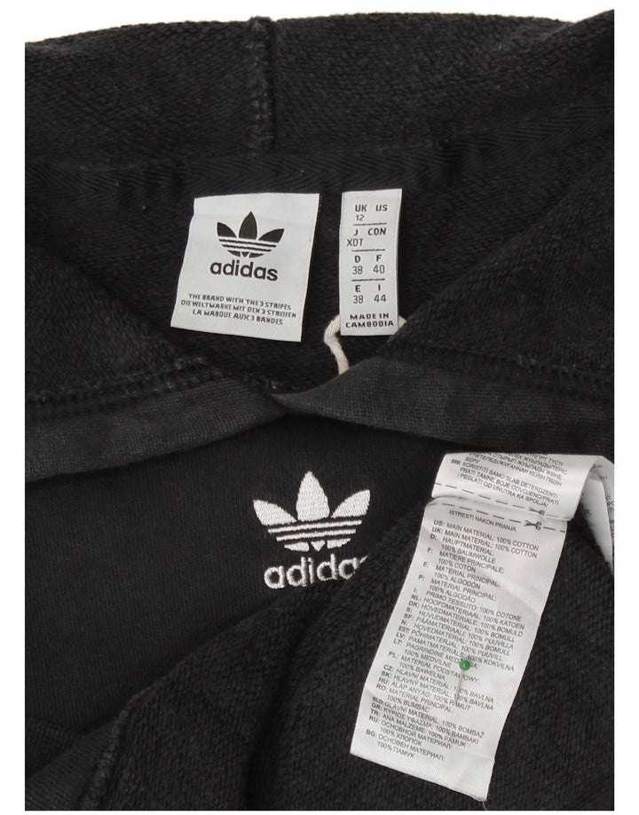 Adidas Womens Oversized Crop Hoodie Jumper Reino Unido 12 Médio Algodão Preto