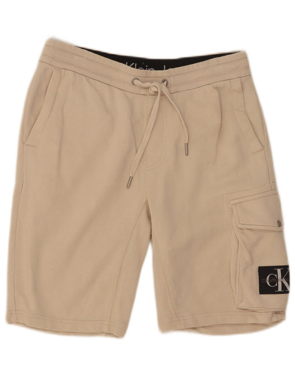 Calvin Klein Mens Cargo Sport Shorts Pequeno Algodão Off White