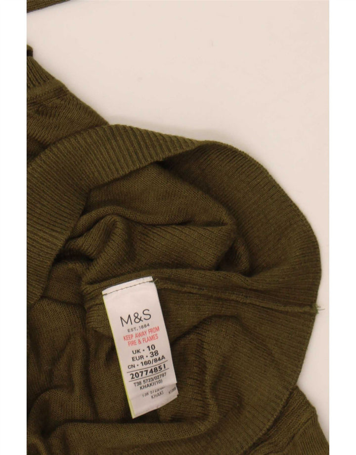 Suéter feminino Marks & Spencer grande com gola redonda Reino Unido 10 pequeno cáqui