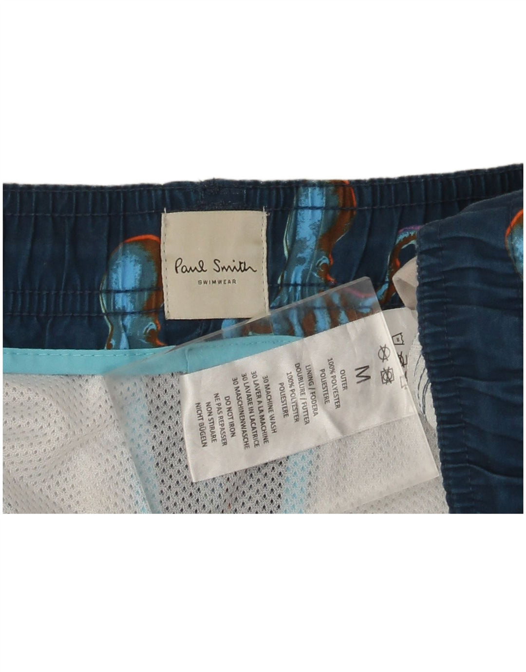 Shorts de banho masculino Paul Smith com padrão abstrato poliéster azul médio