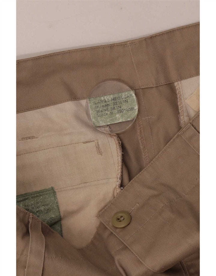 Calças cargo retas masculinas vintage W38 L27 Poliéster bege