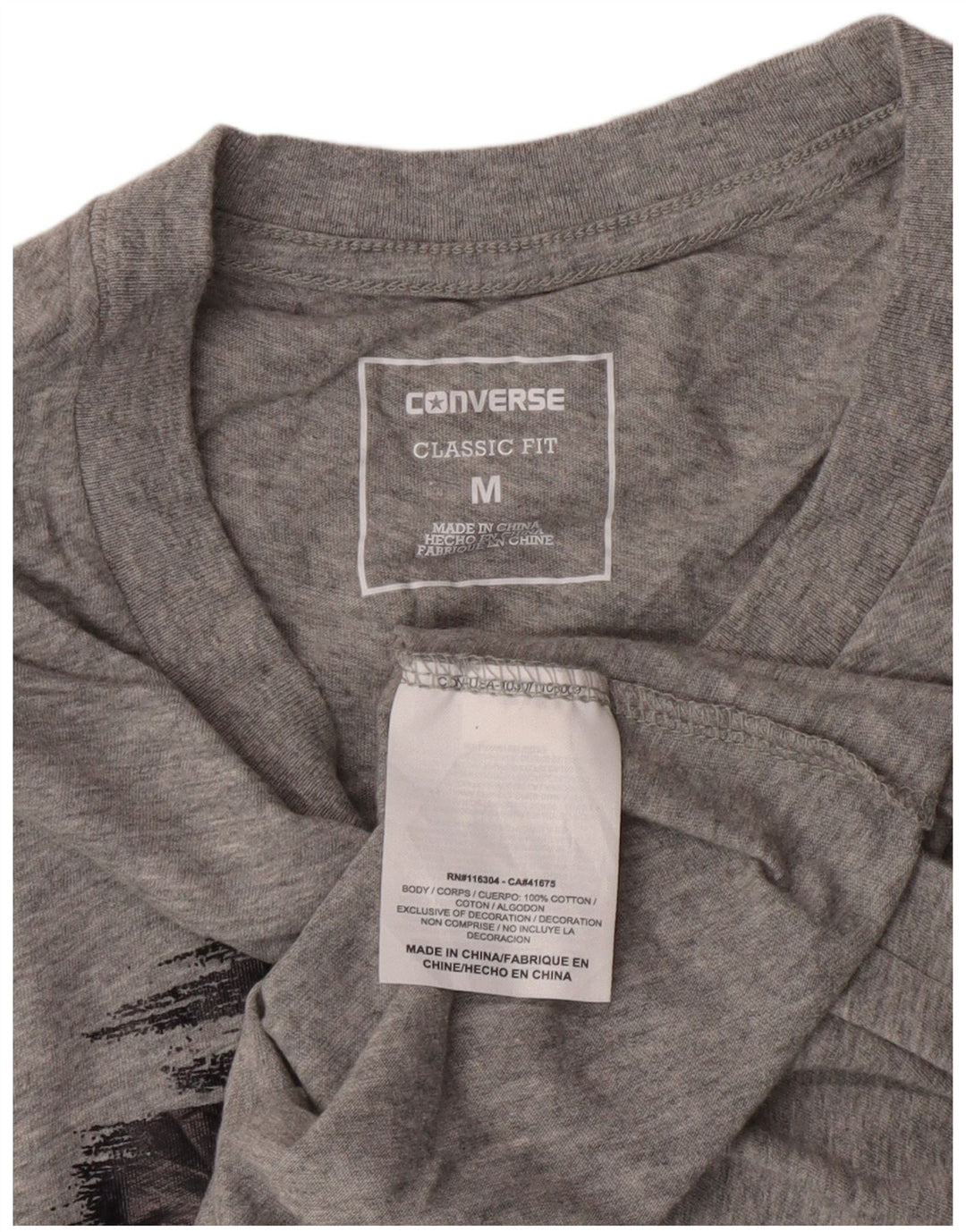 Camiseta feminina Converse com estampa gráfica UK 12 algodão cinza médio