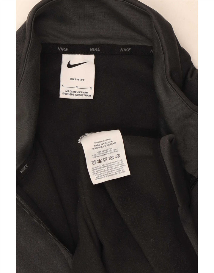 Pulôver masculino Nike Dri Fit com decote em zíper, moletom grande cinza poliéster