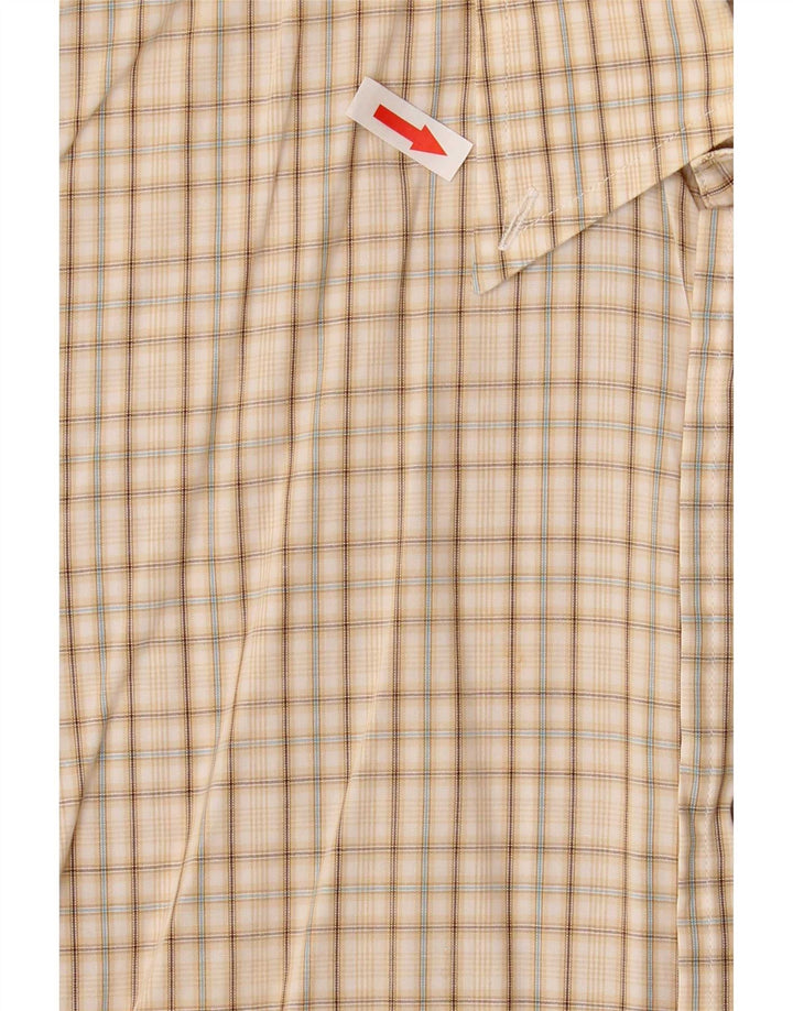 Camisa masculina Trussardi algodão xadrez bege médio