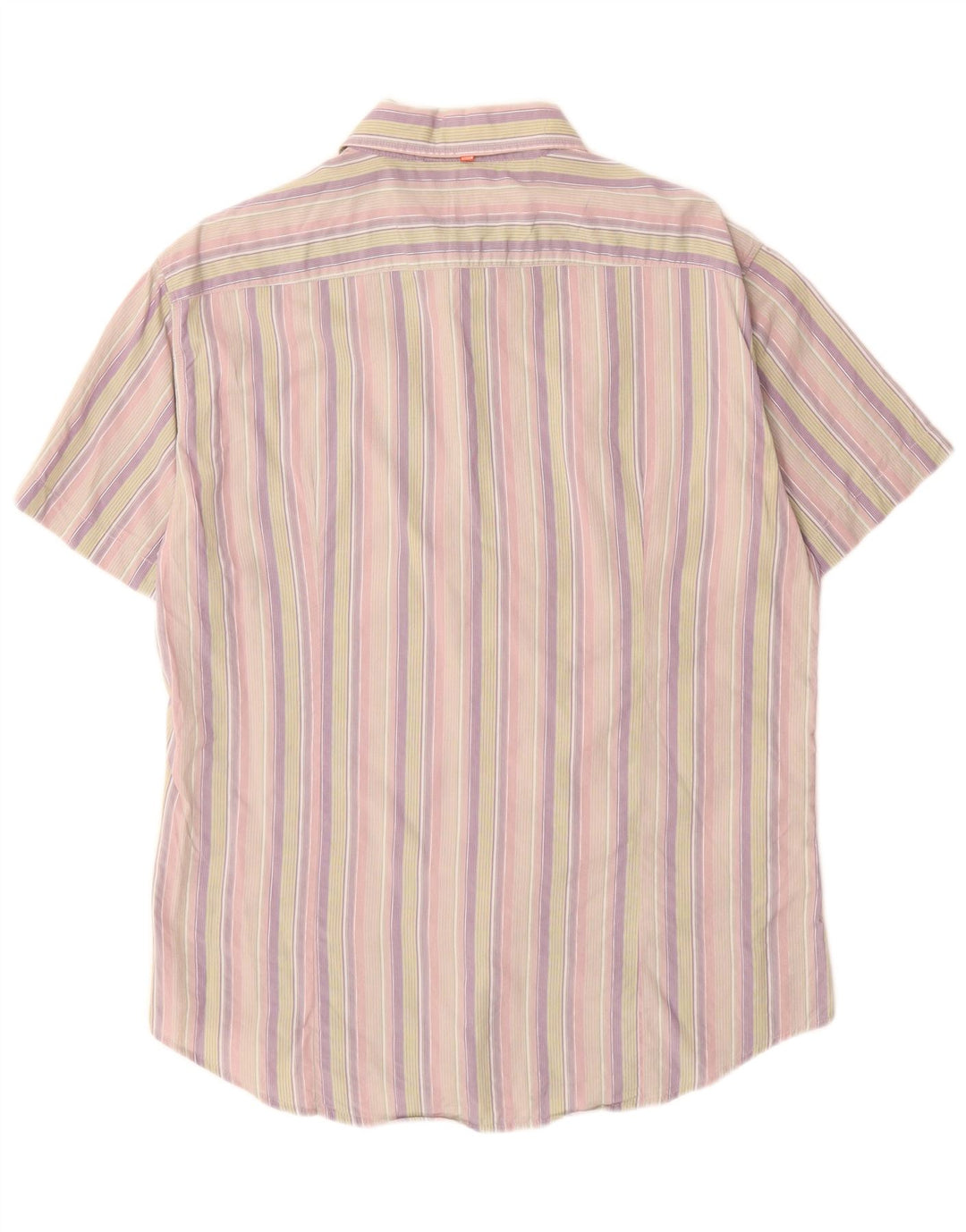 Camisa masculina de manga curta Hugo Boss grande algodão listrado multicolorido