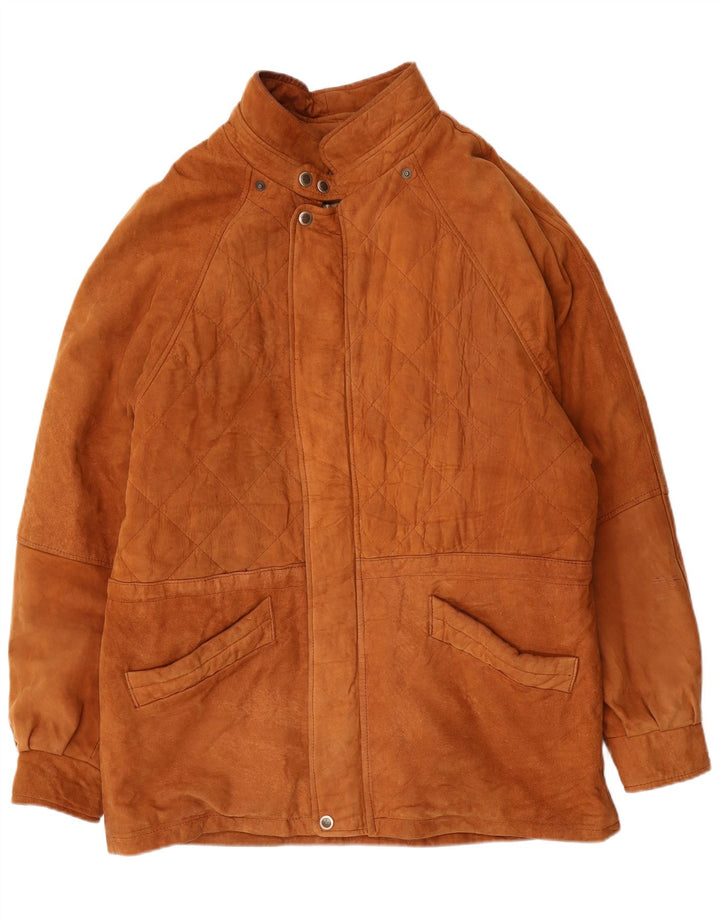 Jaqueta masculina vintage de camurça UK 42 XL couro marrom
