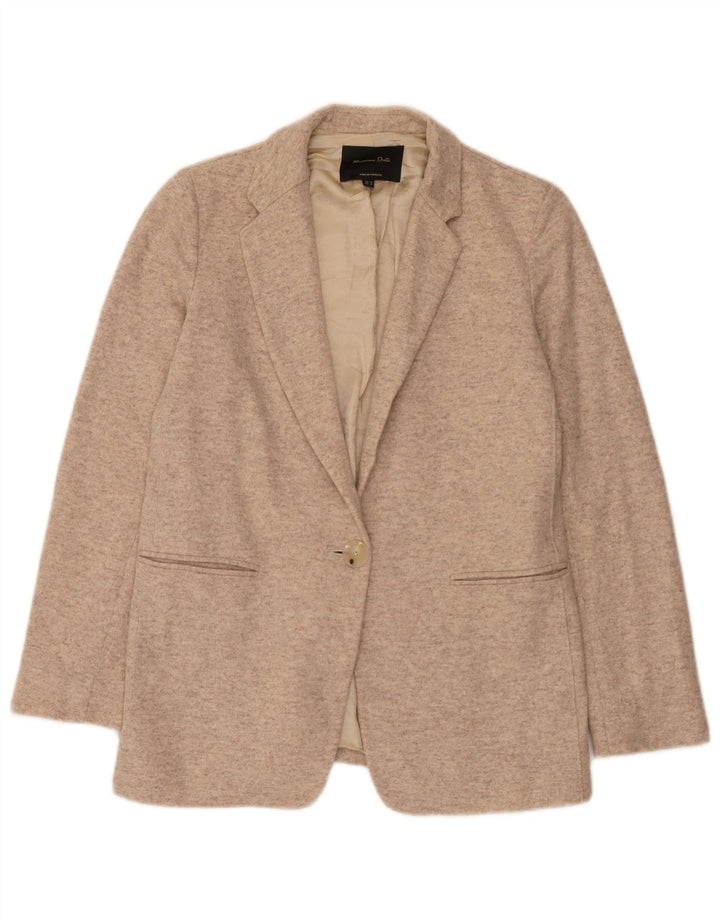Jaqueta blazer feminina Massimo Dutti tricotada com 1 botão UE 38 pequena bege manchada