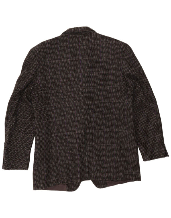 Jaqueta blazer masculina Cerruti 1881 com 2 botões IT 54 2XL lã de cordeiro xadrez cinza