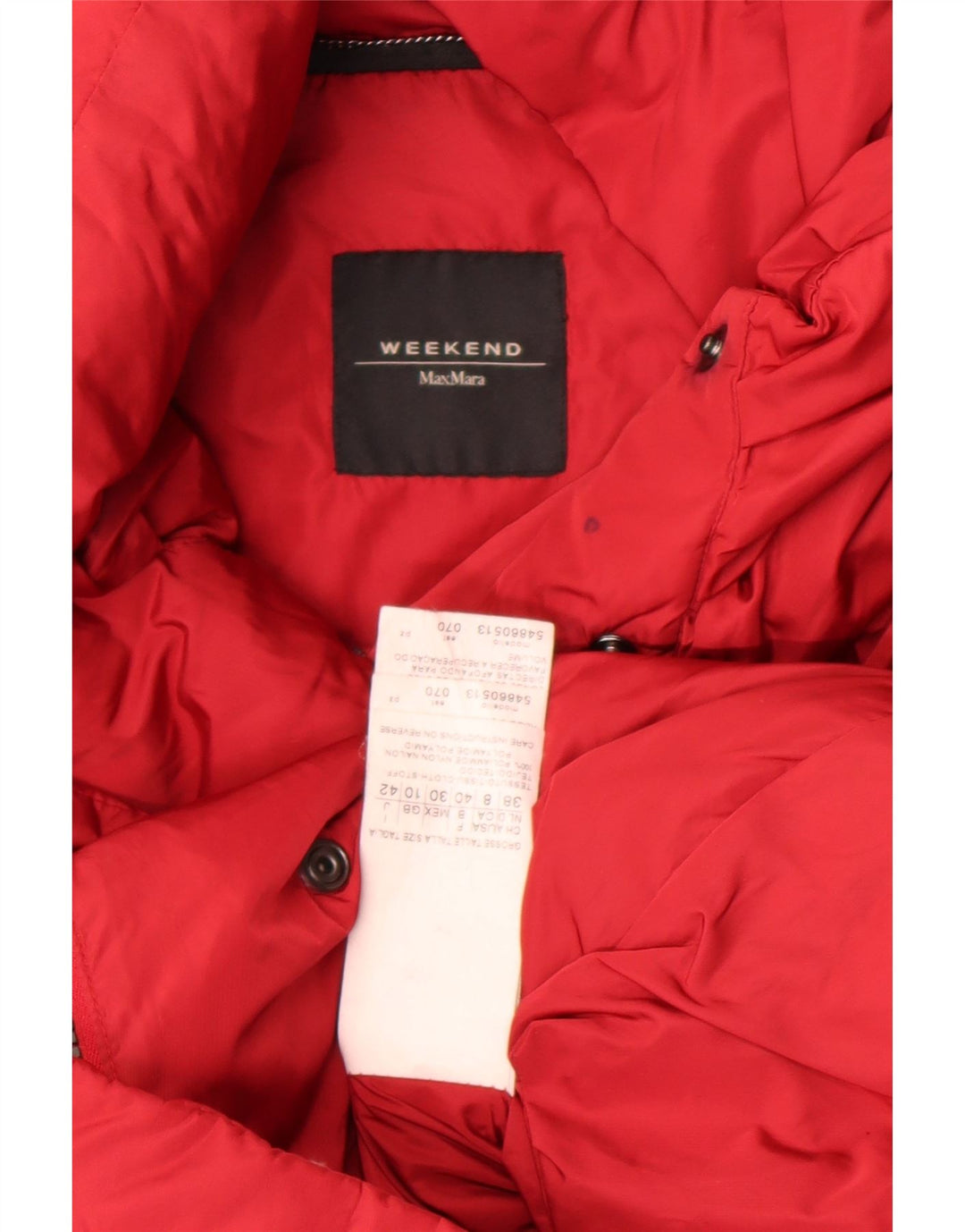 Max Mara Jaqueta feminina acolchoada de fim de semana grande Reino Unido 10 pequena vermelha nylon