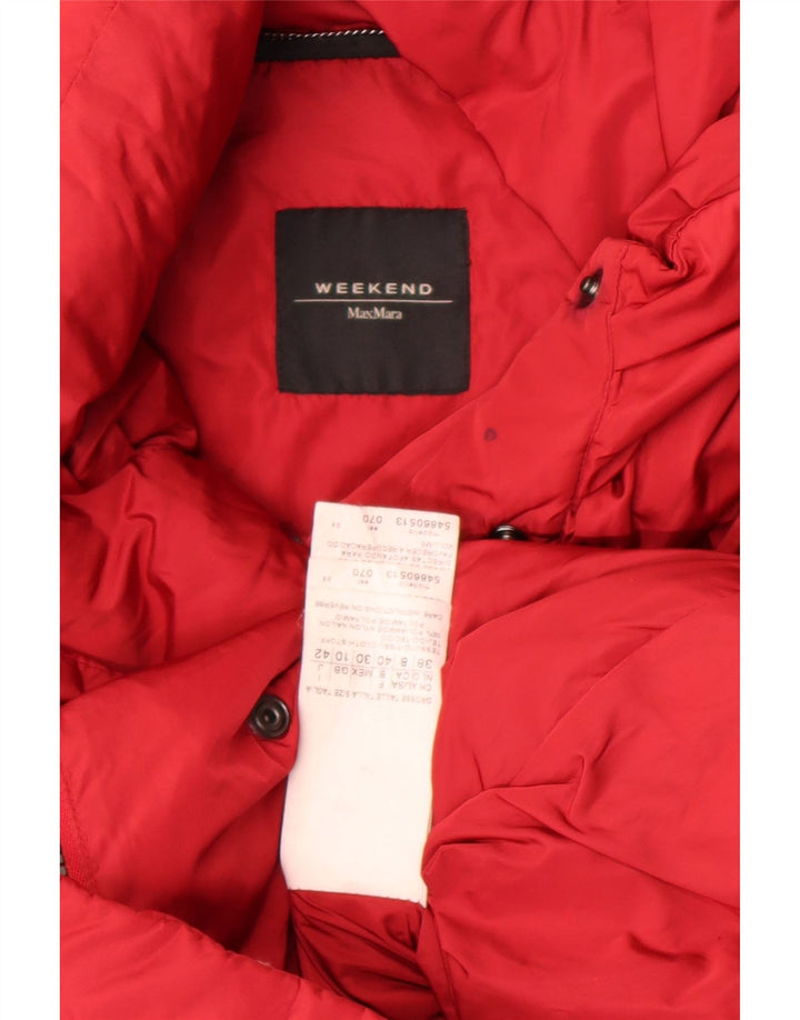 Max Mara Jaqueta feminina acolchoada de fim de semana grande Reino Unido 10 pequena vermelha nylon