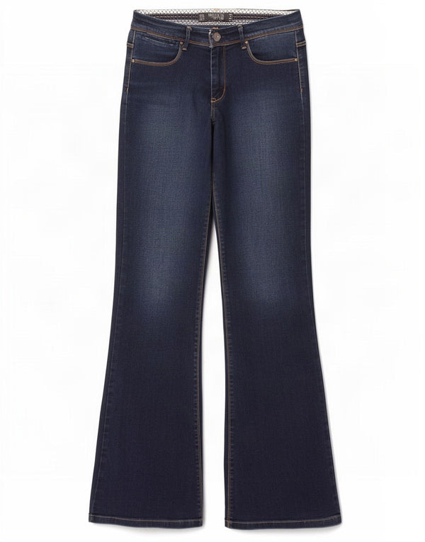 Zara Womens Trafaluc Flared Jeans EU 38 Pequeno W28 L32 Azul Algodão
