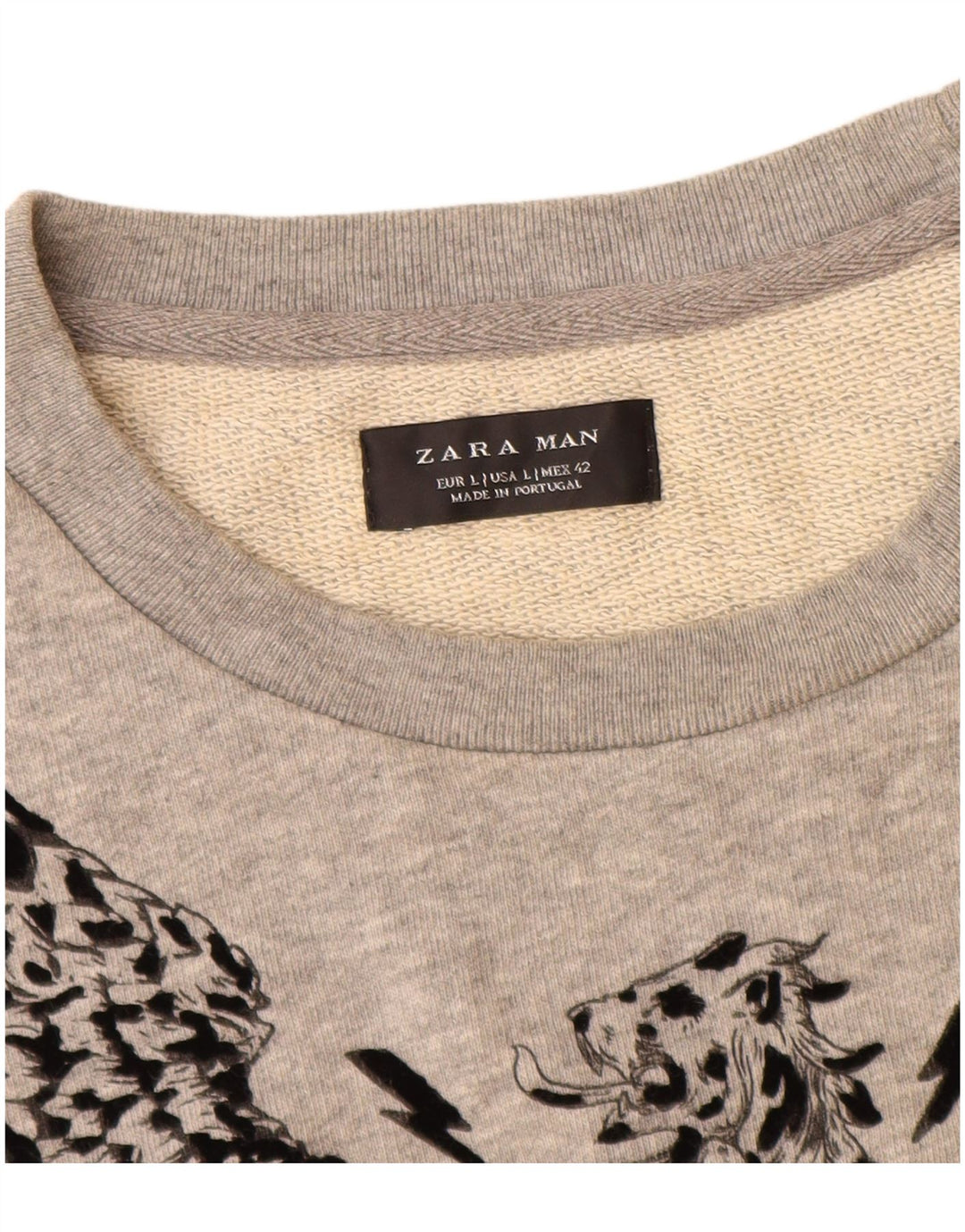 Zara moletom gráfico masculino jumper grande cinza