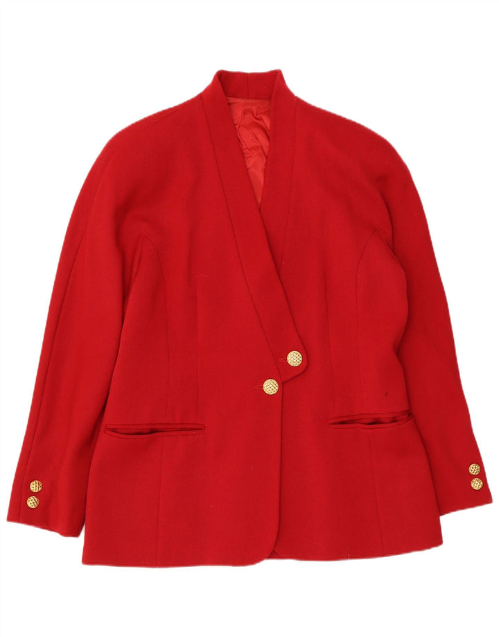 Jaqueta blazer feminina vintage com 2 botões IT 44 lã virgem vermelha média