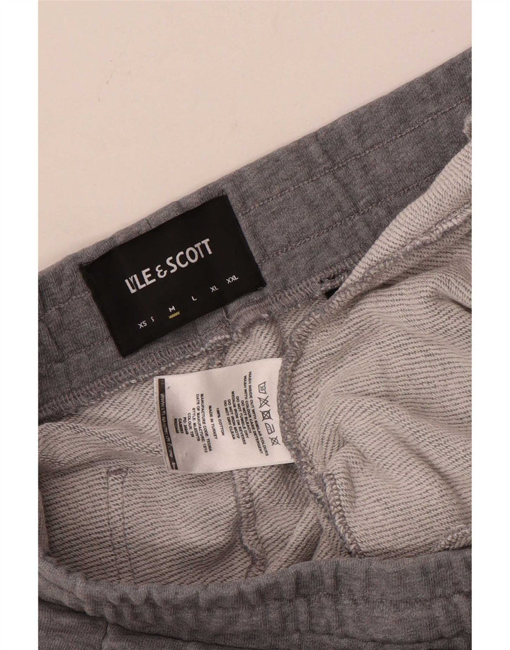 Lyle & Scott Calça de treino masculina Joggers cinza médio algodão manchado