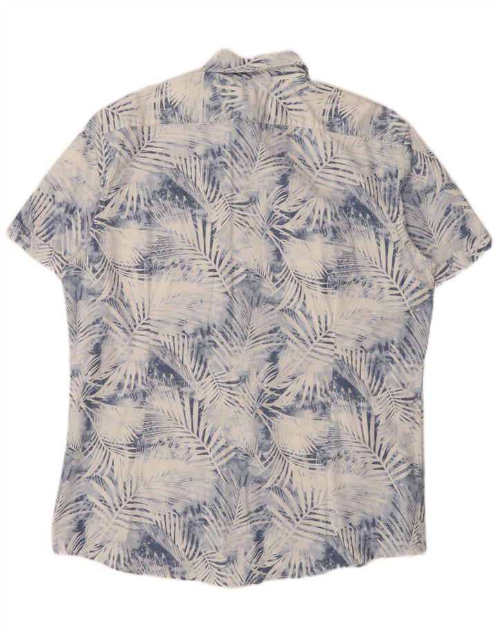 Camisa masculina de manga curta Celio 2XL azul floral algodão
