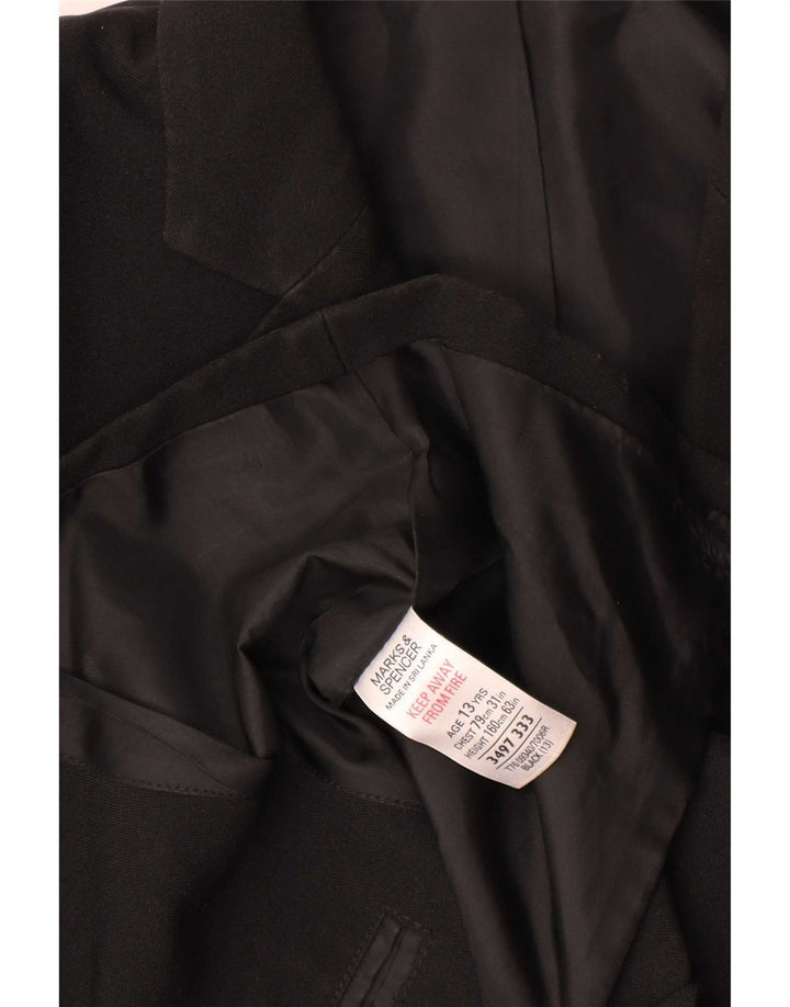 Jaqueta blazer de 2 botões Marks & Spencer Boys 12-13 anos preto poliéster