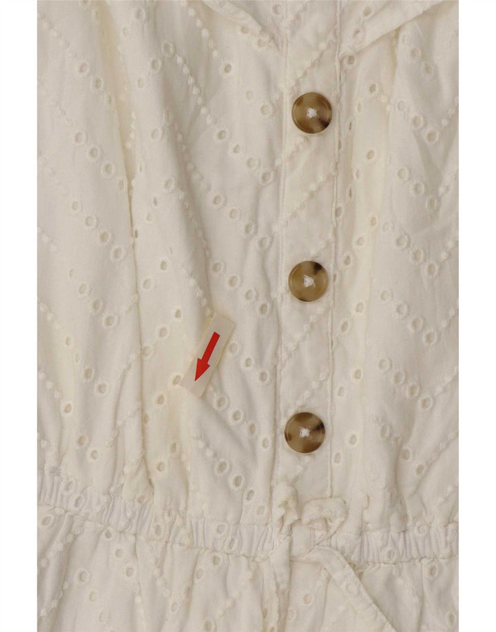 Macacão feminino Benetton sem ombro UK 14 médio branco