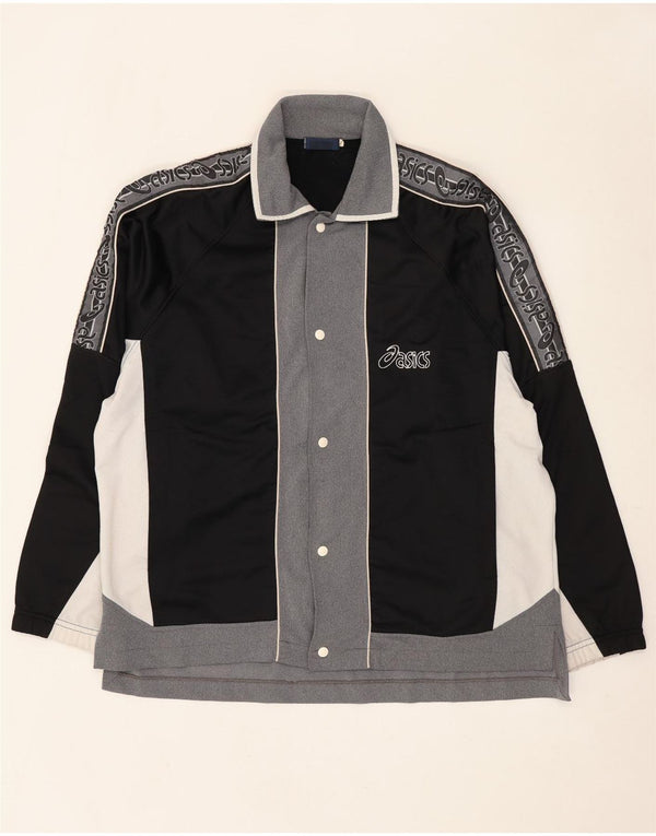 Asics Mens Graphic Tracksuit Top Jaqueta Grande Bloco Colorido Preto