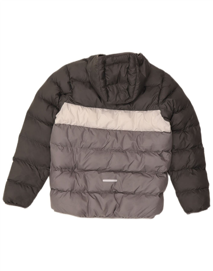 Jaqueta acolchoada com capuz Adidas meninos 13-14 anos cinza colorblock poliéster