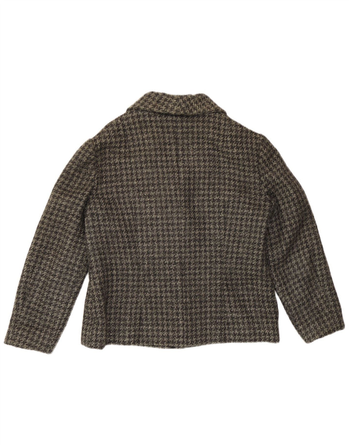 Jaqueta blazer vintage feminina com 3 botões Reino Unido 14 cinza médio Houndstooth