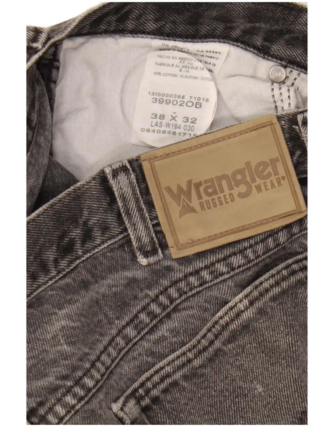 Shorts jeans masculino WRANGLER W38 XL algodão cinza