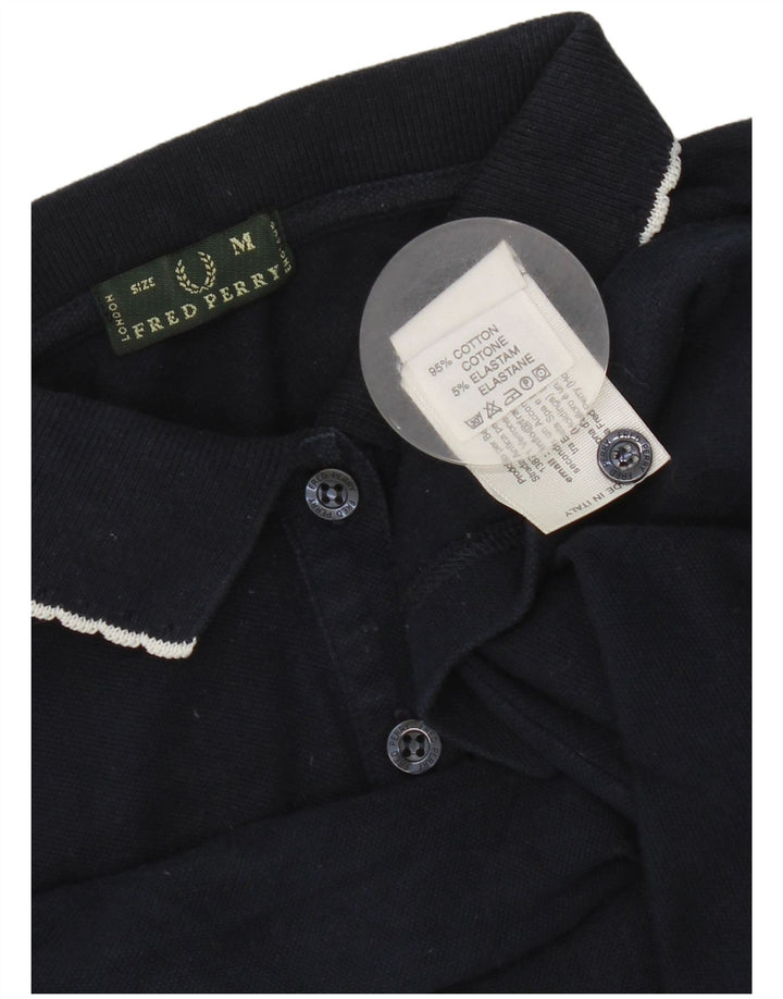 Camisa pólo feminina Fred Perry Reino Unido 12 algodão azul marinho médio