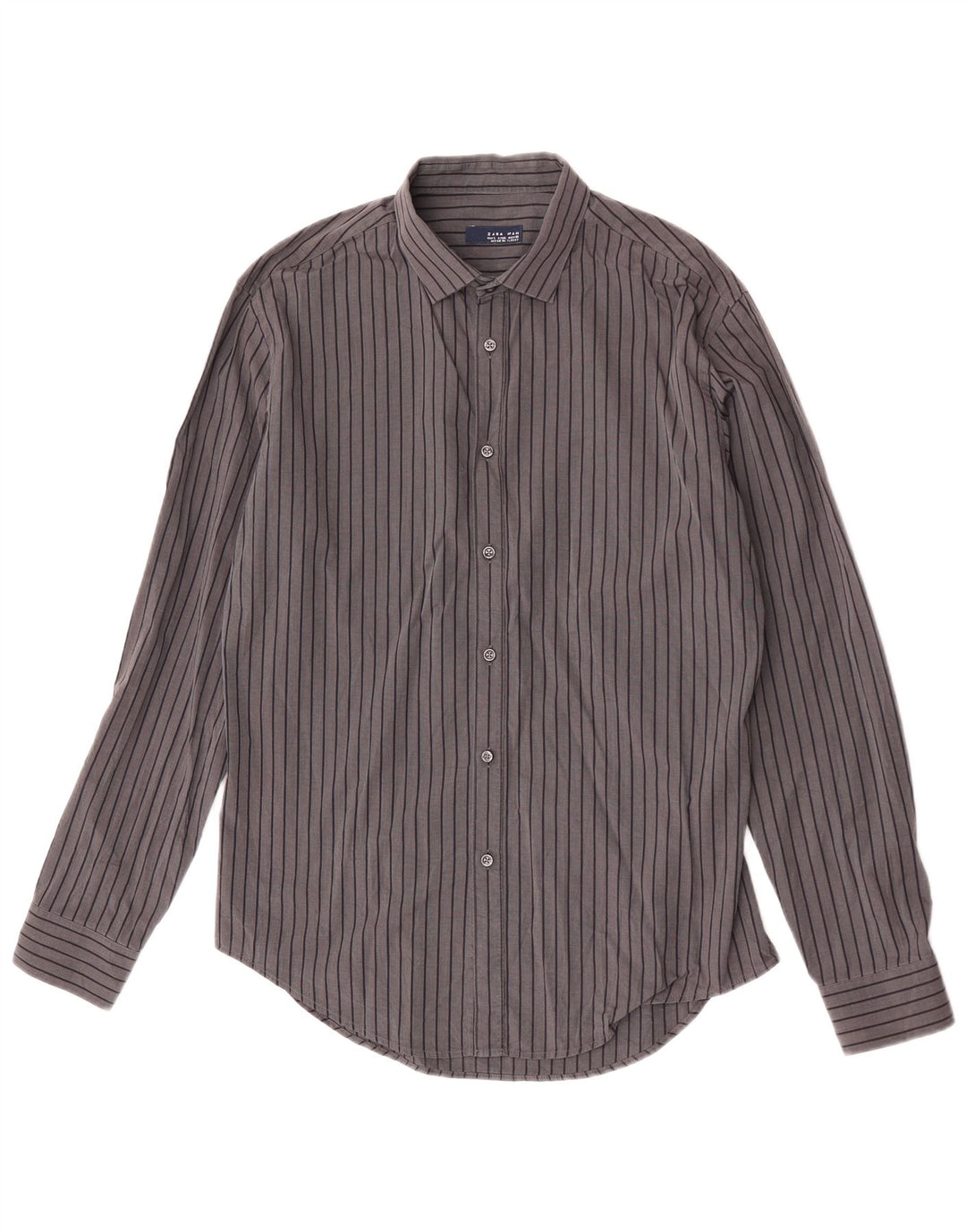 Camisa masculina Zara listrada cinza grande