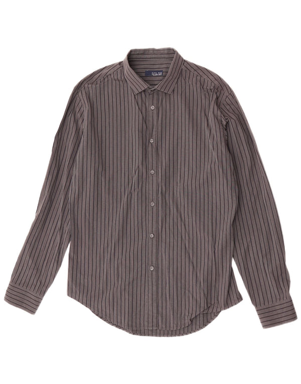 Camisa masculina Zara listrada cinza grande