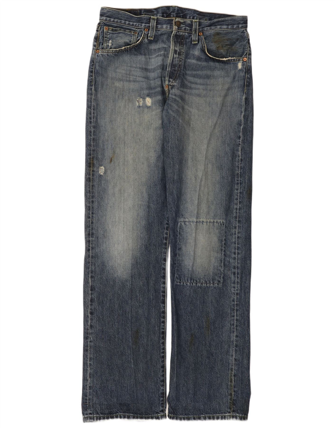 Calça jeans masculina Levi's 542 Distressed Bootcut W32 L34 azul algodão