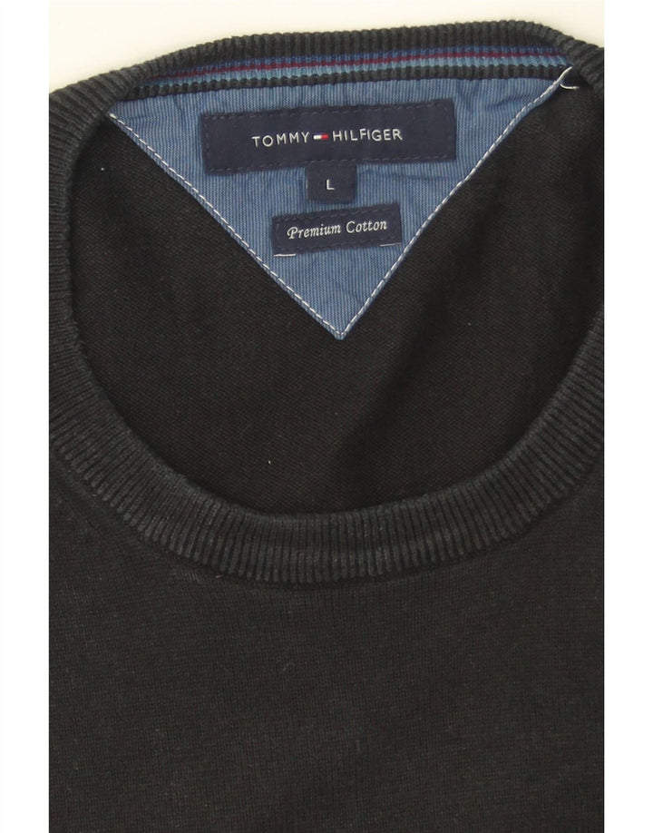 TOMMY HILFIGER Mens Crew Neck Jumper Sweater Large Black Cotton Vintage Tommy Hilfiger and Second-Hand Tommy Hilfiger from Messina Hembry 