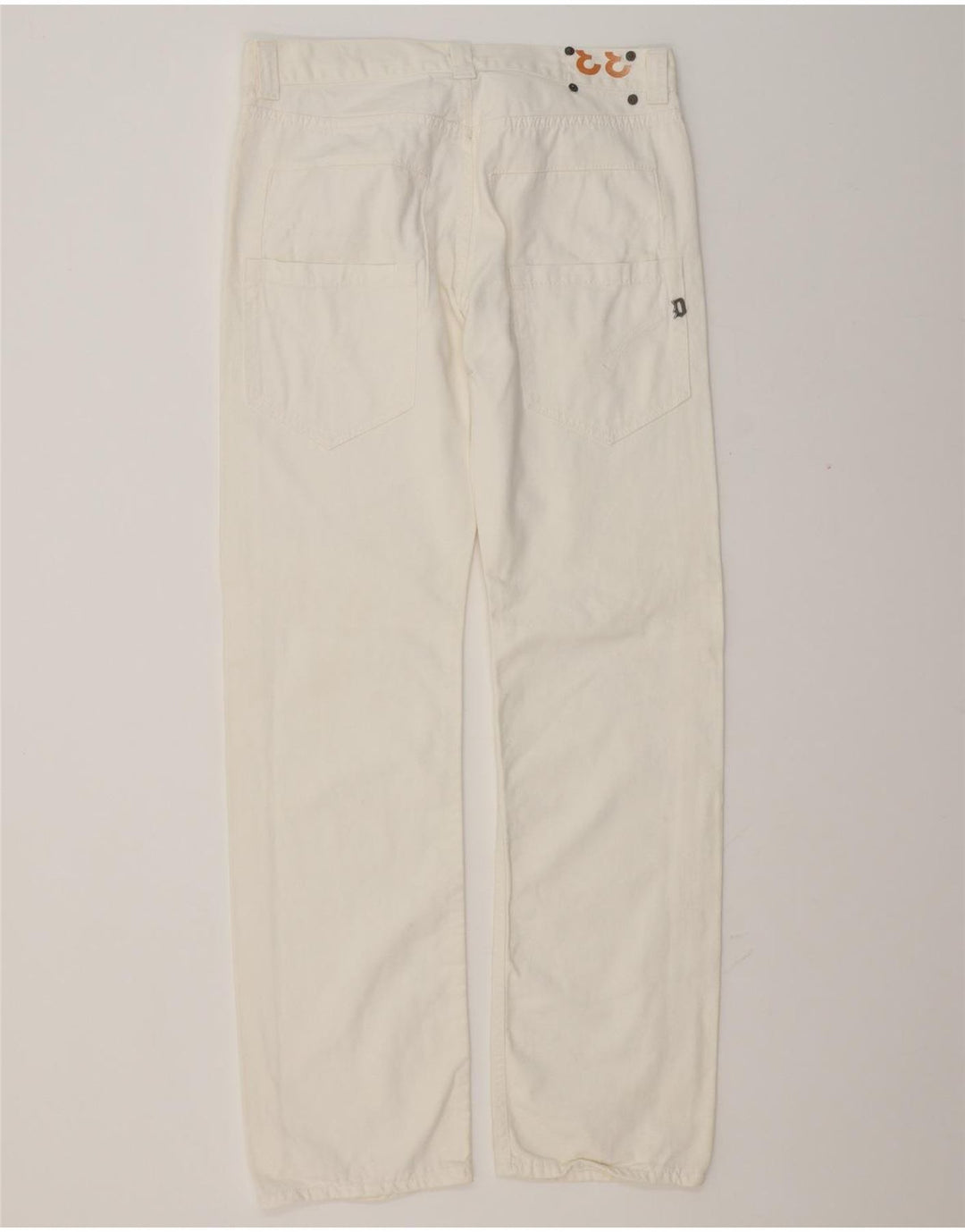 Dondup Mens Stan Dart Straight Jeans W33 L32 Algodão Branco