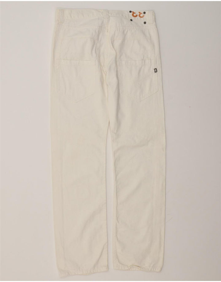 Dondup Mens Stan Dart Straight Jeans W33 L32 Algodão Branco