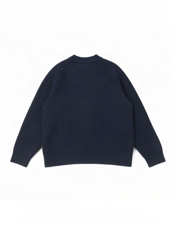 Suéter masculino Marks & Spencer com gola tartaruga 2XL lã manchada azul marinho