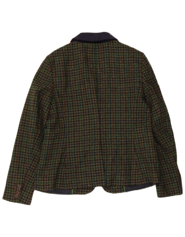 Jaqueta blazer feminina Hobbs com 1 botão, Reino Unido 14, grande, verde, houndstooth, lã